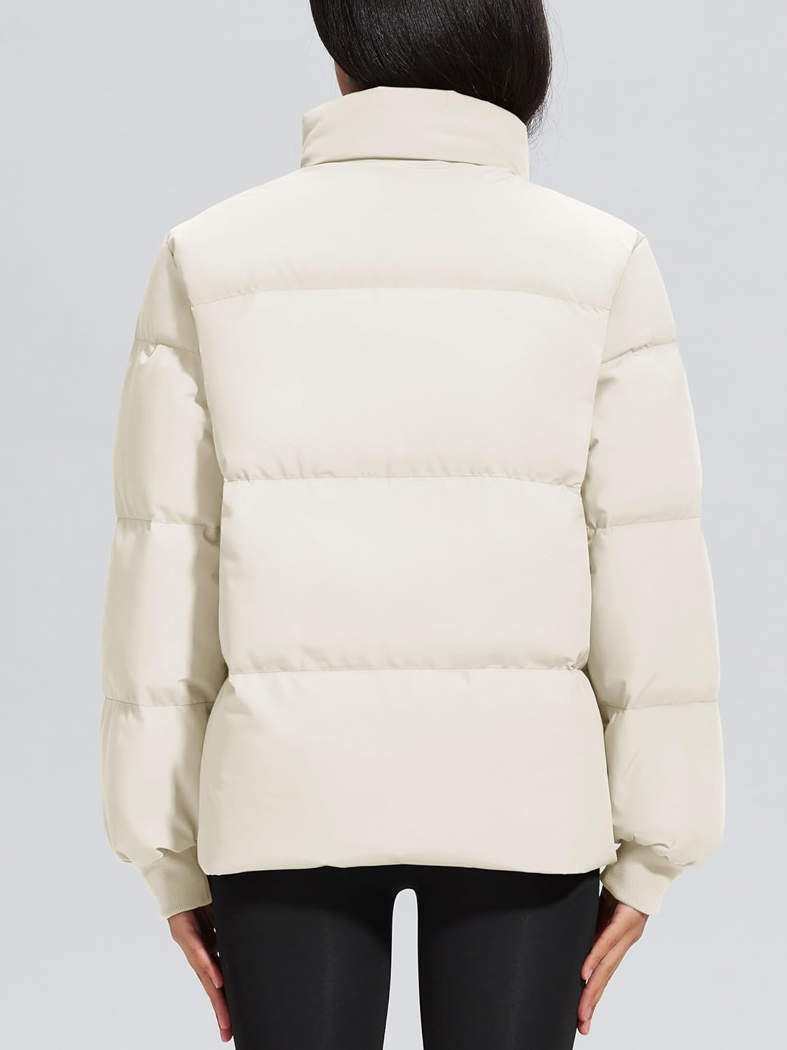 Women Winter Down Puffer Jackets Stand Collar Zip Up Water Resistant Warm Padded Quilted Coat with Pockets