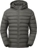 Men's Lightweight Puffer Jackets Detachable Hood Water-Resistant Casual Winter Coat Hooded Insulated for Travel Ski