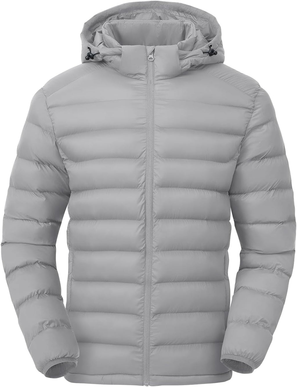 Men's Lightweight Puffer Jackets Detachable Hood Water-Resistant Casual Winter Coat Hooded Insulated for Travel Ski