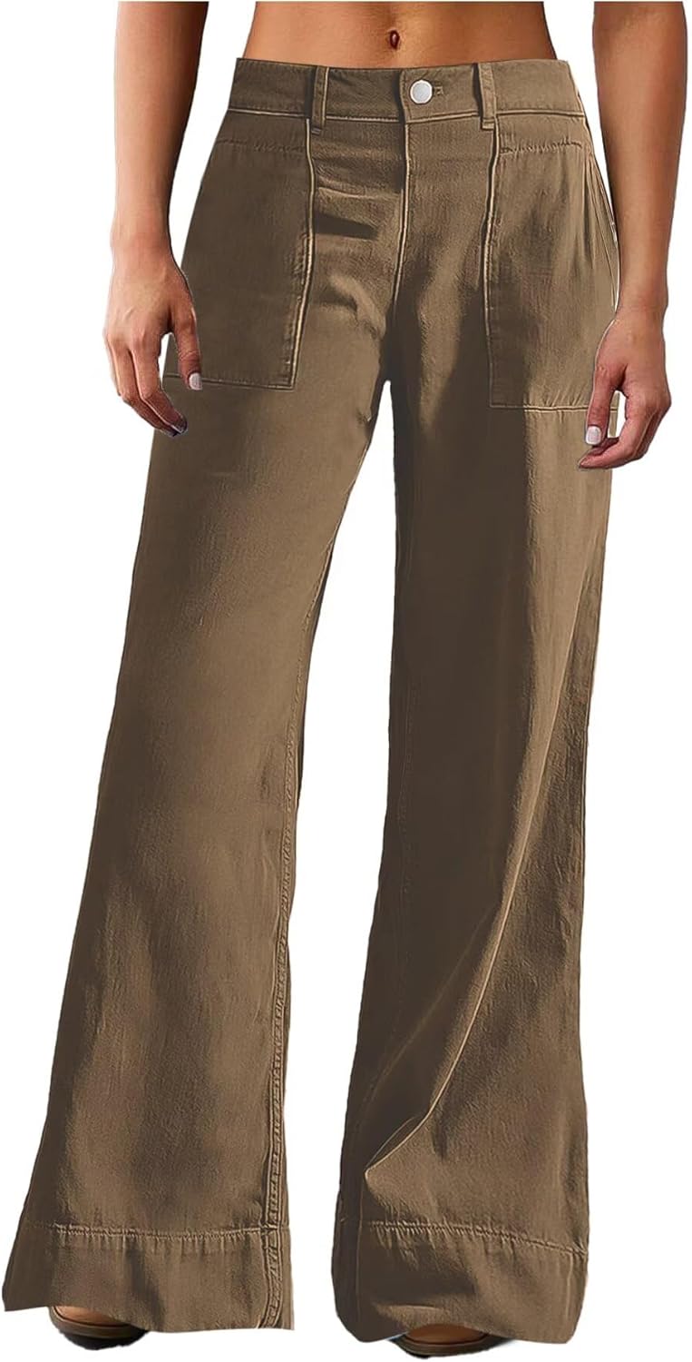 Wide Straight Leg Mid Rise Baggy Pocket Denim Jeans Without Belt