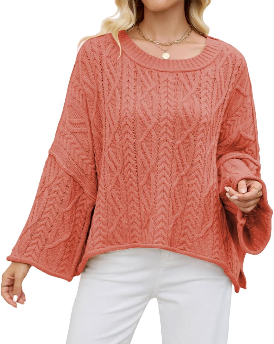 Womens Long Sleeve Tops Sweaters Summer Going Out O-Neck Knit Trendy Casual Pullover Sweater