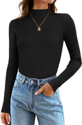 Women's 2025 Fall Long Sleeve Turtleneck T Shirt Ribbed Knit Sweater Slim Fit Basic Casual Tee Tops