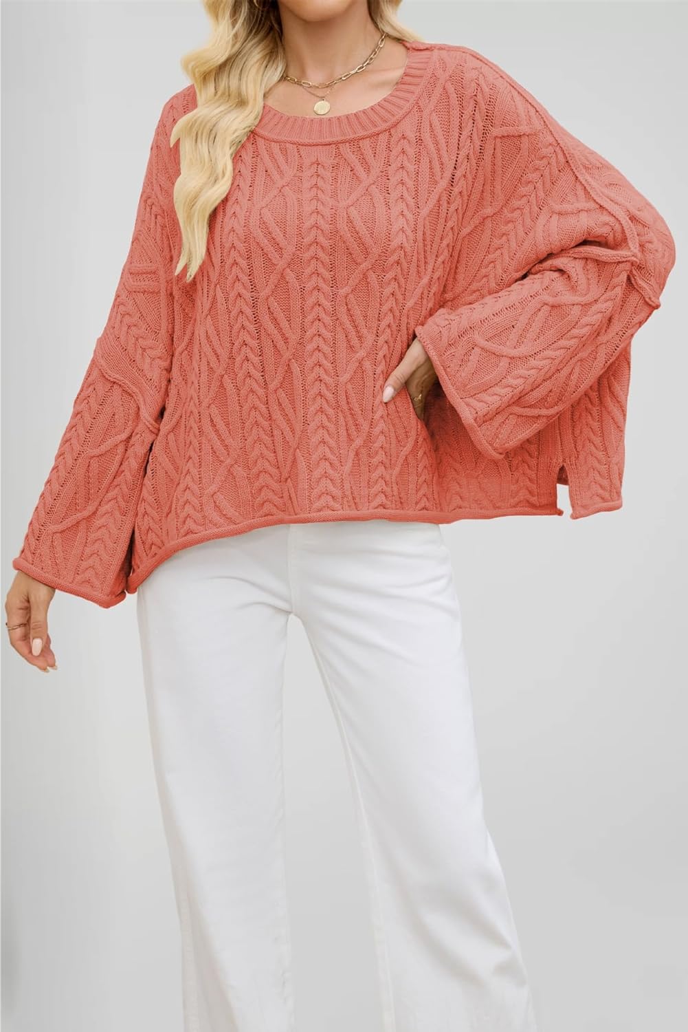 Womens Long Sleeve Tops Sweaters Summer Going Out O-Neck Knit Trendy Casual Pullover Sweater