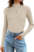 Women's 2025 Fall Long Sleeve Turtleneck T Shirt Ribbed Knit Sweater Slim Fit Basic Casual Tee Tops