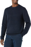Men's Long-Sleeve Soft Touch Waffle Stitch Crewneck Sweater