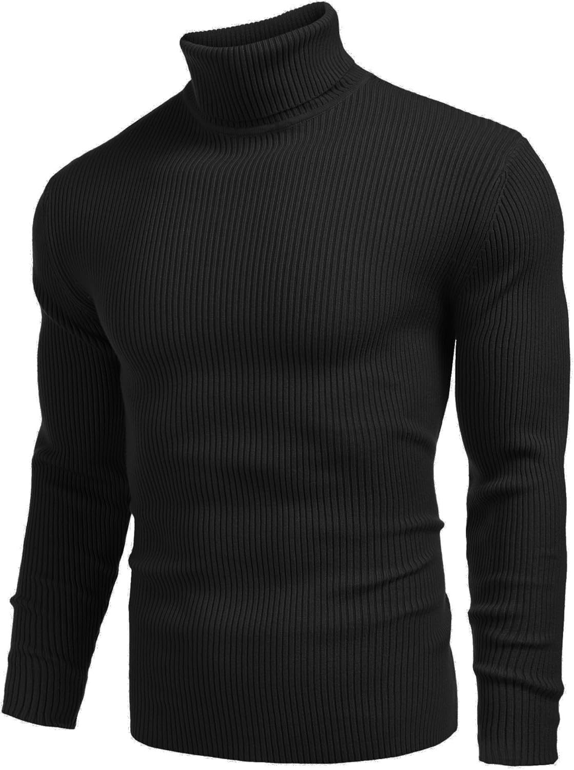 Mens Ribbed Slim Fit Knitted Pullover Casual Turtleneck Sweater