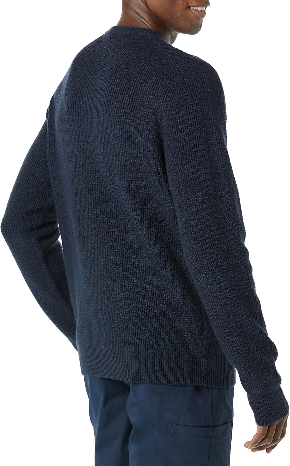 Men's Long-Sleeve Soft Touch Waffle Stitch Crewneck Sweater