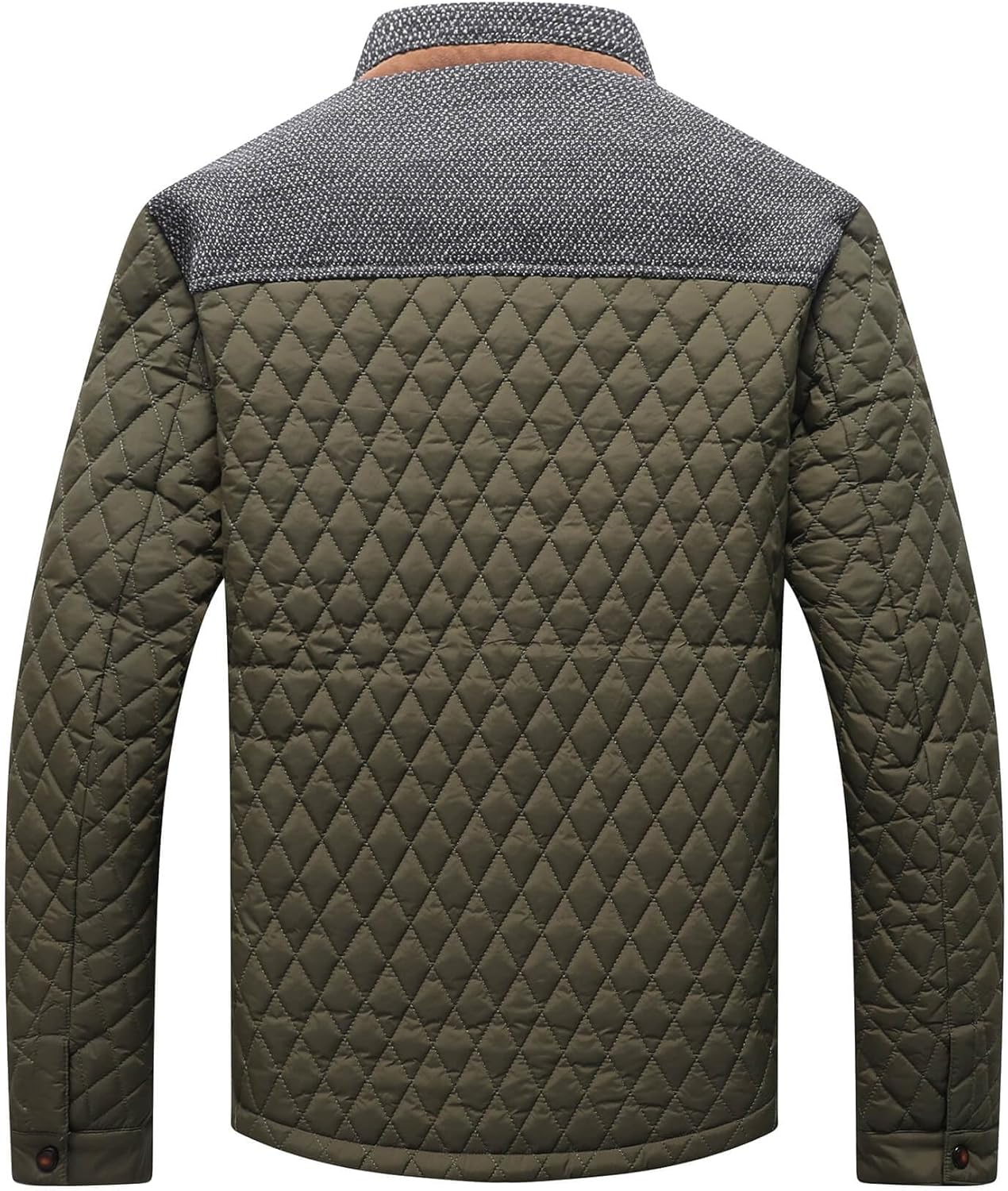 Men's Diamond Quilted Puffer Down Jacket Lightweight Business Casual Button Down Shirts