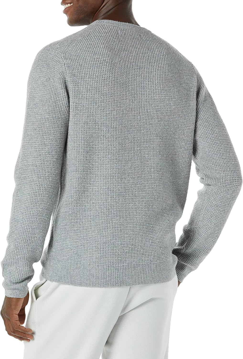 Men's Long-Sleeve Soft Touch Waffle Stitch Crewneck Sweater