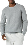Men's Long-Sleeve Soft Touch Waffle Stitch Crewneck Sweater